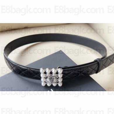 Chanel Width 3cm Metal & Glass Pearls calfskin belt AAA036 08 2024