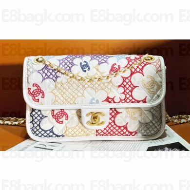 Chanel Lace Patchwork & Gold-Tone Metal Flap Bag AS4773 White & Multicolor 2024