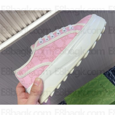 Gucci Tennis 1977 Women's GG sneakers 782737 Pink canvas with GG embroideries 2024
