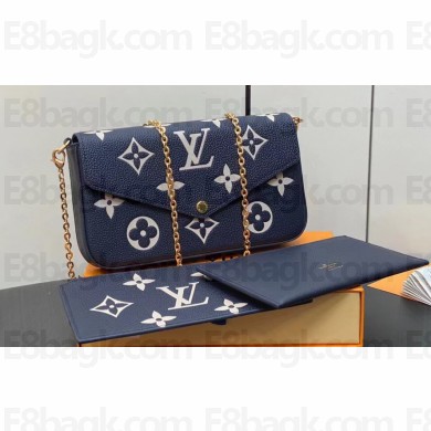 Louis Vuitton Monogram Empreinte leather Félicie Pochette Bag Navy Blue/Cream 2024