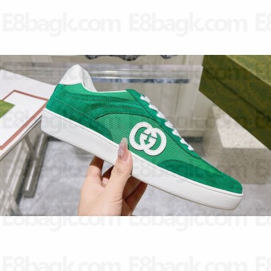 Gucci Suede and Mesh Women/Men Sneakers Green with Interlocking G 2024