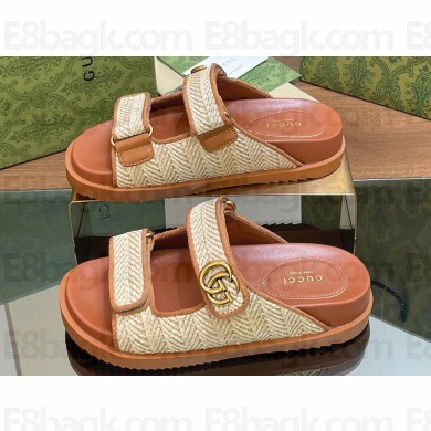 Gucci Lido Women/Men sandals with Double G 780061 in Natural raffia 2024