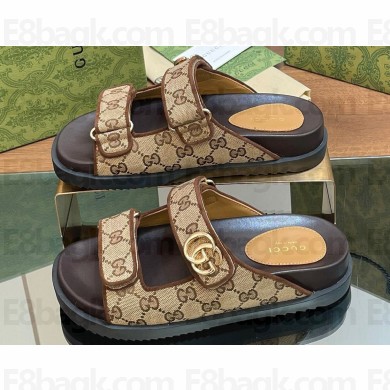 Gucci Lido Women/Men sandals with Double G 780061 in GG Canvas Beige 2024