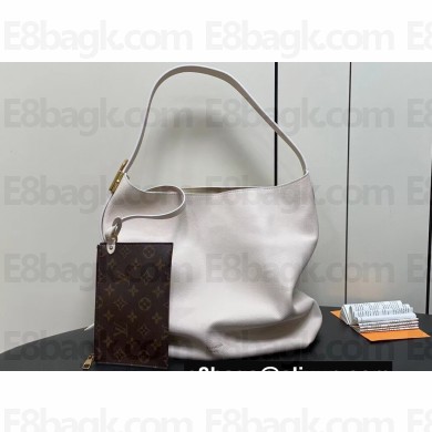 Louis Vuitton Grained calfskin Low Key Hobo MM Bag M25022 Limestone Gray 2024