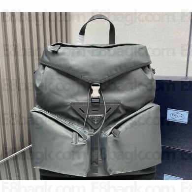Prada Re-Nylon and leather backpack Bag 2VZ108 Gray 2024