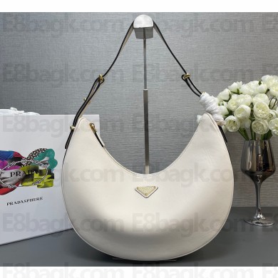 Prada Large leather shoulder bag 1BC212 White 2024