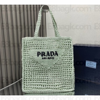 Prada raffia tote bag 1BG393 Light Green 2024