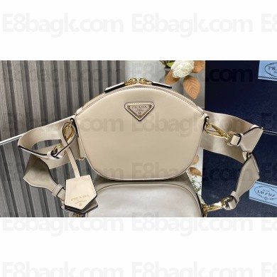 Prada Leather mini shoulder bag 1BH212 White 2024