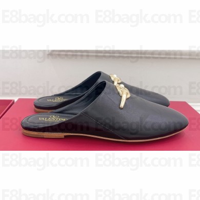 Valentino The Bold Edition Vlogo Calfskin Mules Black 2024