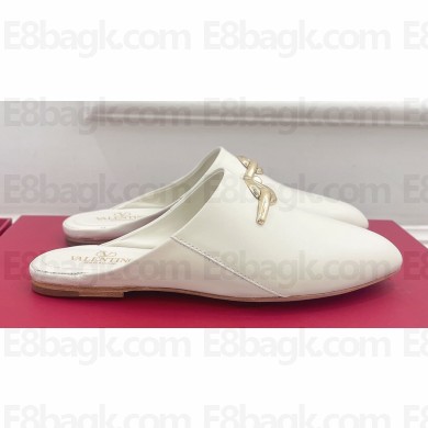 Valentino The Bold Edition Vlogo Calfskin Mules White 2024