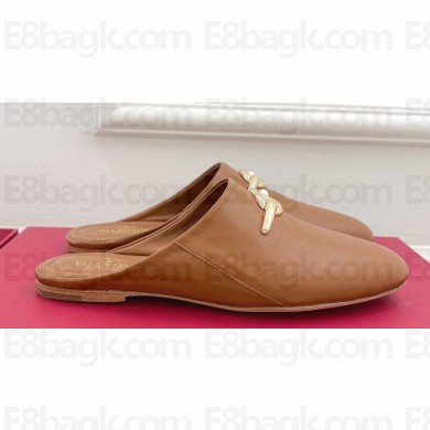 Valentino The Bold Edition Vlogo Calfskin Mules Brown 2024
