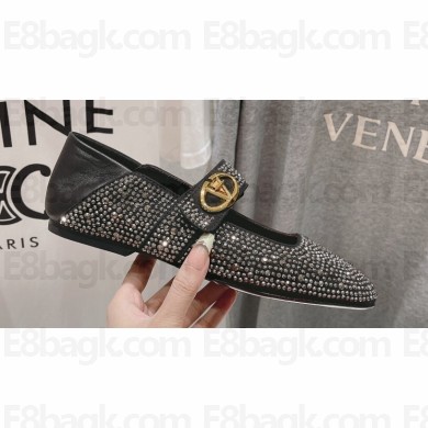 Valentino VLogo Locker Mary-Jane ballerinas Black with crystals 2024