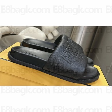 Fendi Roma Women/Men Slides in Leather Black 2024