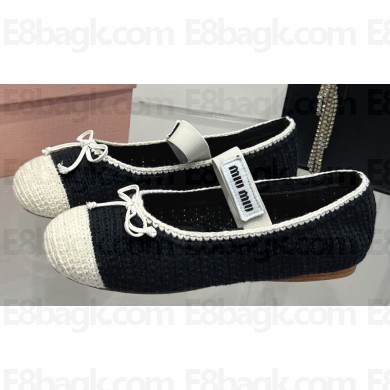 Miu Miu Crochet knit ballerinas 5F138E Black 2024