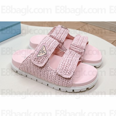 Prada Crochet Double Band Slide sandals Pink 2024