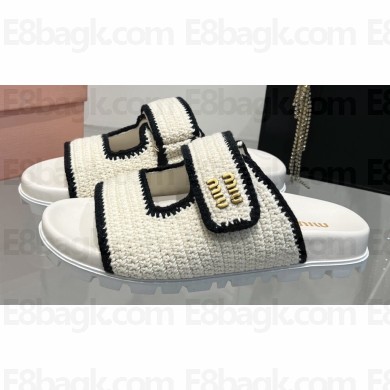 Miu Miu Crochet knit slides 5XX641 White 2024