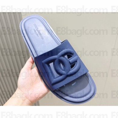 Dolce & Gabbana Men's Rubber beachwear sliders Blue 2024