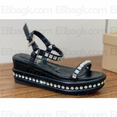 Christian Louboutin Heel 6cm nappa leather and strass Pyrastrass wedge Sandals Black