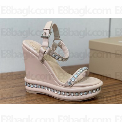 Christian Louboutin Heel 12cm nappa leather and strass Pyrastrass Espadrilles wedge Sandals Beige