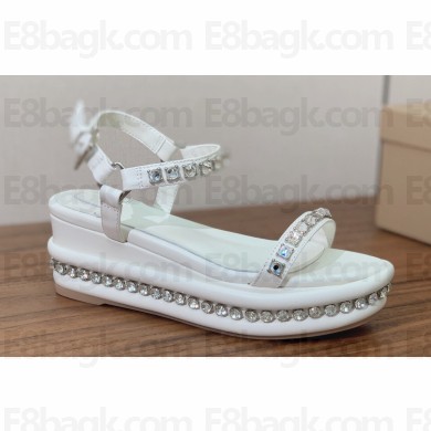 Christian Louboutin Heel 6cm nappa leather and strass Pyrastrass wedge Sandals White