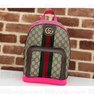 Gucci Web Ophidia GG Small Backpack Bag 547965 Beige/Fuchsia 2024