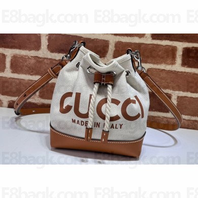 Gucci Mini shoulder bag with Gucci print 777166 in Beige/Brown cotton linen canvas 2024