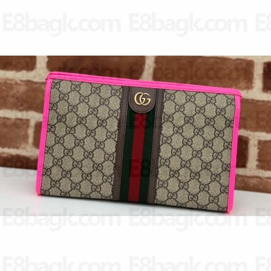 Gucci Web Ophidia GG Pouch Bag 598234 Beige/Fuchsia 2024