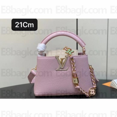 Louis Vuitton Lovelock chain Taurillon leather Capucines Mini Bag M23951 Pink 2024
