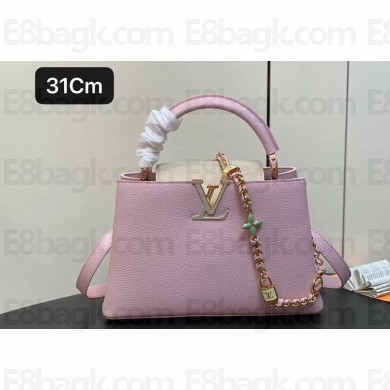 Louis Vuitton Lovelock chain Taurillon leather Capucines MM Bag Pink 2024