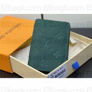 Louis Vuitton Taurillon Monogram leather Pocket Organizer Wallet M83067 Forest Green 2024