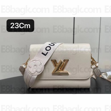 Louis Vuitton Epi leather Twist MM Bag M24765 Creamy with textile handle and Monogram Flowers 2024