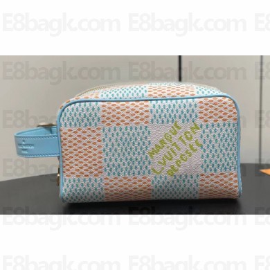 Louis Vuitton Damier canvas Locker Dopp Kit Bag Pistachio Green 2024