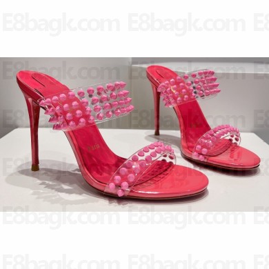 Christian Louboutin Heel 10.5cm Leather and PVC Spike Only Mules Fuchsia 2024