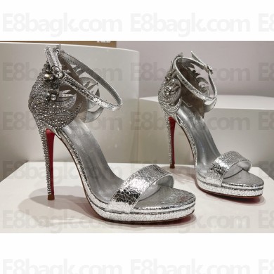 Christian Louboutin Heel 11.5cm leather Loubi Vega Sandals Silver 2024