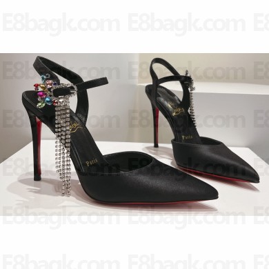Christian Louboutin Heel 10.5cm Goldina Rain Pumps Satin Black 2024