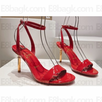 Christian Louboutin Heel 8.5cm Leather Mascasandal Sandals Patent Red 2024