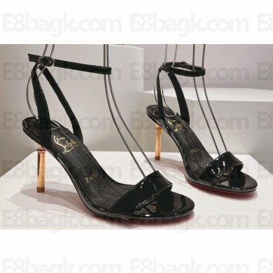 Christian Louboutin Heel 8.5cm Leather Mascasandal Sandals Patent Black 2024