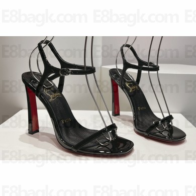 Christian Louboutin Heel 9.5cm Leather Condora Sandals Patent Black 2024