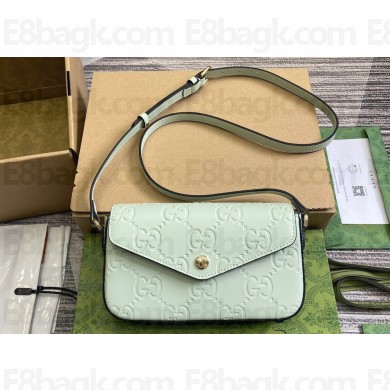 Gucci GG super mini shoulder bag 772794 leather Light Green 2024