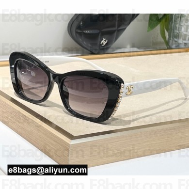 Chanel Acetate & Glass Pearls Cat Eye Sunglasses A71491 5481H 04 2024