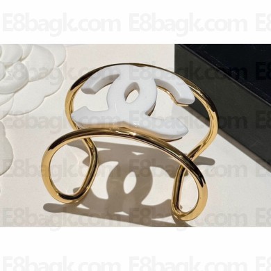 Chanel Metal & Resin Cuff Bracelet ABD158 White 2024