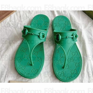 Gucci Women's thong sandals with Horsebit 780306 Green 2024