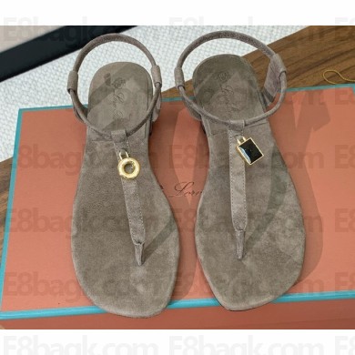 Loro Piana Leather Mindil Sandals Gray 2024