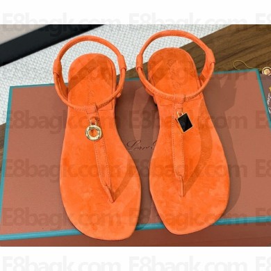 Loro Piana Leather Mindil Sandals Orange 2024