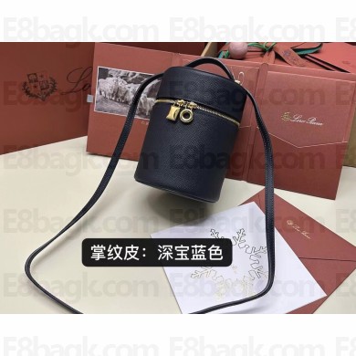 Loro Piana Extra Case Medium Bag in Grained Calfskin Dark Royal Blue 2024