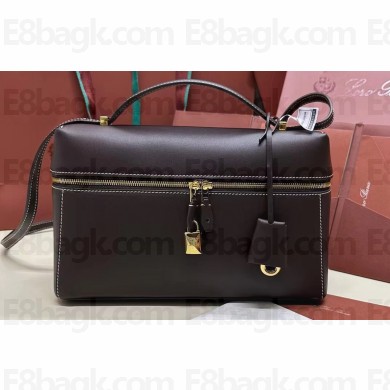 Loro Piana Extra Bag L27 with New lock charms in Smooth Calfskin Coffee 2024