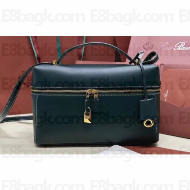 Loro Piana Extra Bag L27 with New lock charms in Smooth Calfskin Dark Green 2024