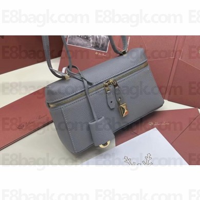 Loro Piana Extra Pocket L19 Pouch with New lock charms in Grained Calfskin Gray 2024