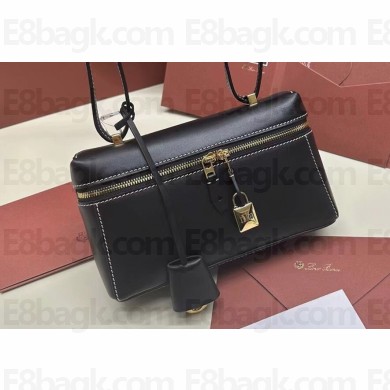 Loro Piana Extra Pocket L19 Pouch with New lock charms in Smooth Calfskin Black 2024