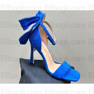 Dior Heel 10cm Mlle Dior Heeled Sandals in Suede Blue with Bow 2024